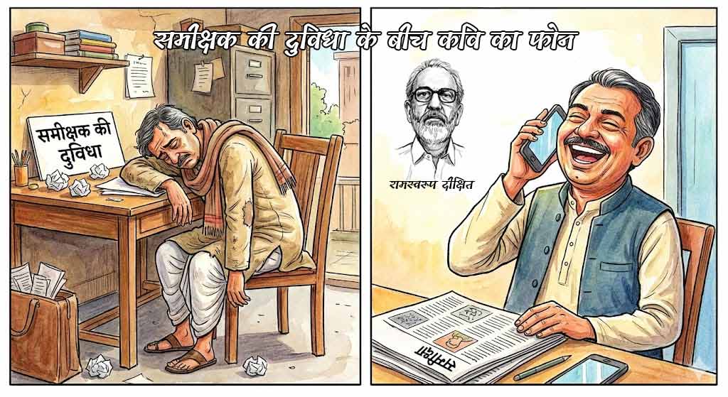 व्यंग्य - समीक्षक की दुविधा के बीच कवि का फोन व्यंग्य - समीक्षक की दुविधा के बीच कवि का फोन